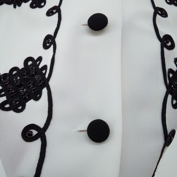 Vintage Beaded Black White Formal Blouse Shoulder Pads Tess 14 - Picture 6 of 9